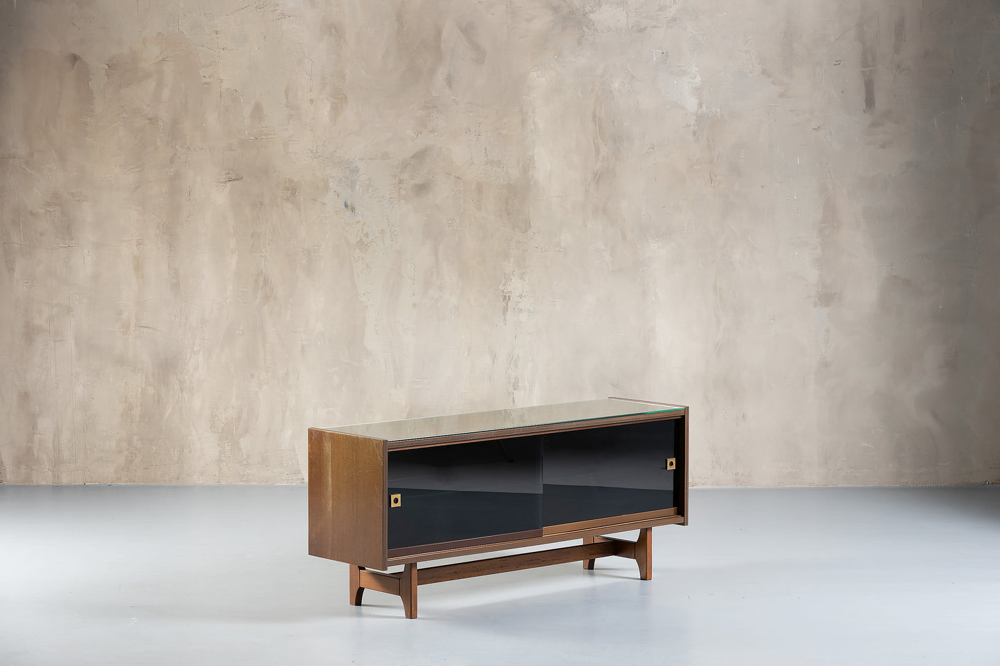 Wallnut And Smoked Glass Sideboard, Italy, 1970's
