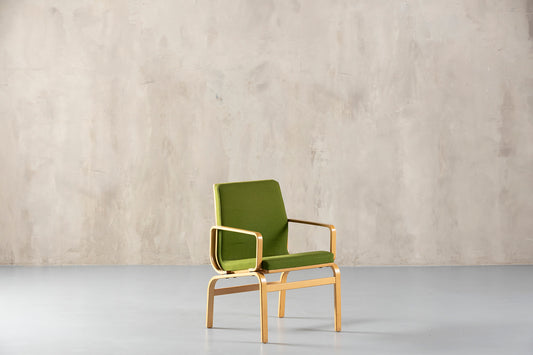 Bentwood Chair In Green Upholstery Bill Stephens Style, Denmark, 1970'