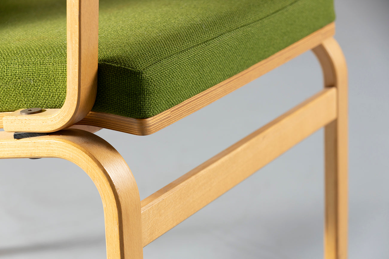 Bentwood Chair In Green Upholstery Bill Stephens Style, Denmark, 1970'