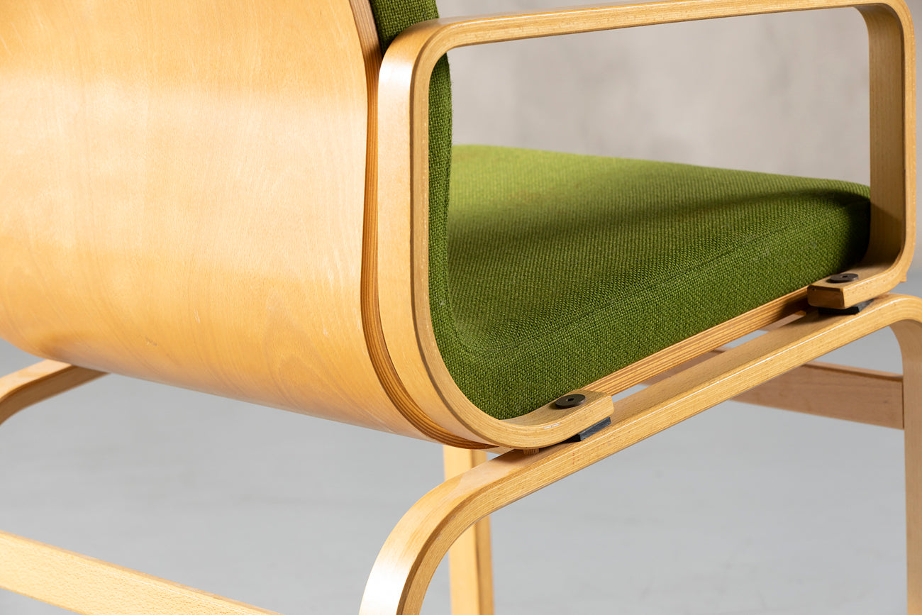 Bentwood Chair In Green Upholstery Bill Stephens Style, Denmark, 1970'