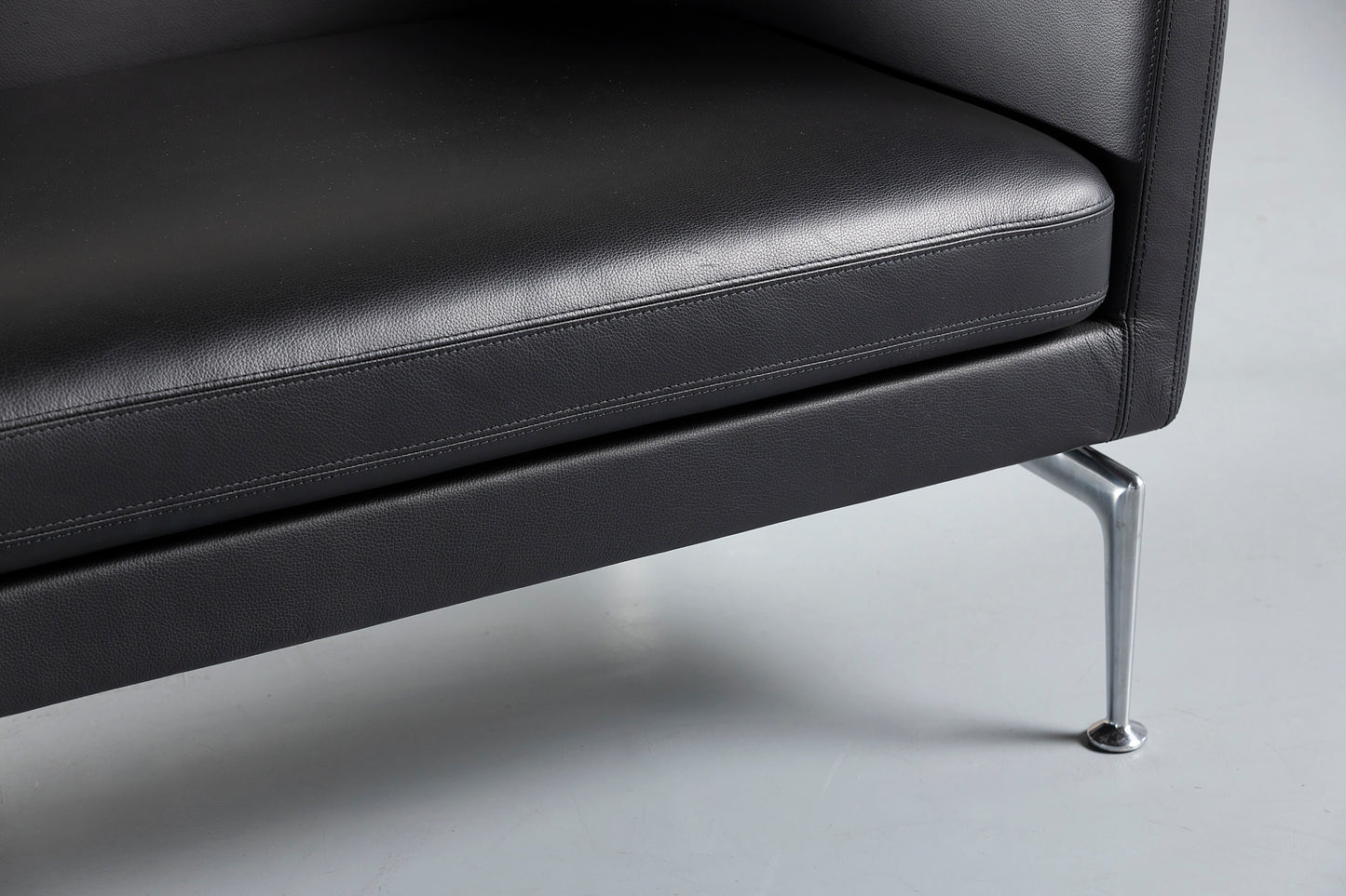 Vitra Suita Club Black Leather Sofa By Charles And Ray Eames, Germany, 1990'