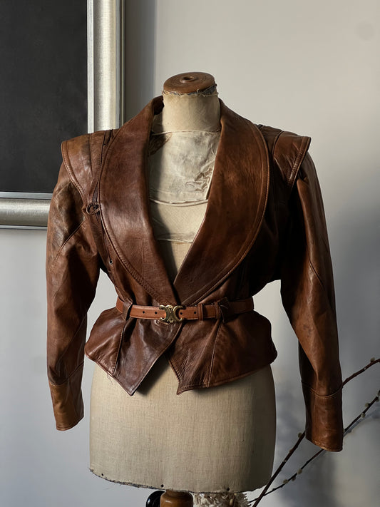 Wide Shoulders Venice Brown Leather Jacket