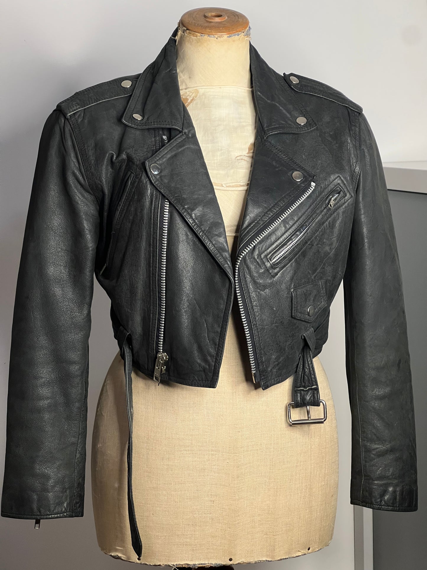 Short Crop Leather Jacket