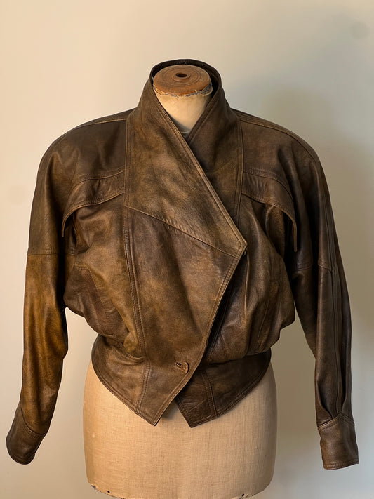 80's Dark Brown Leather Jacket