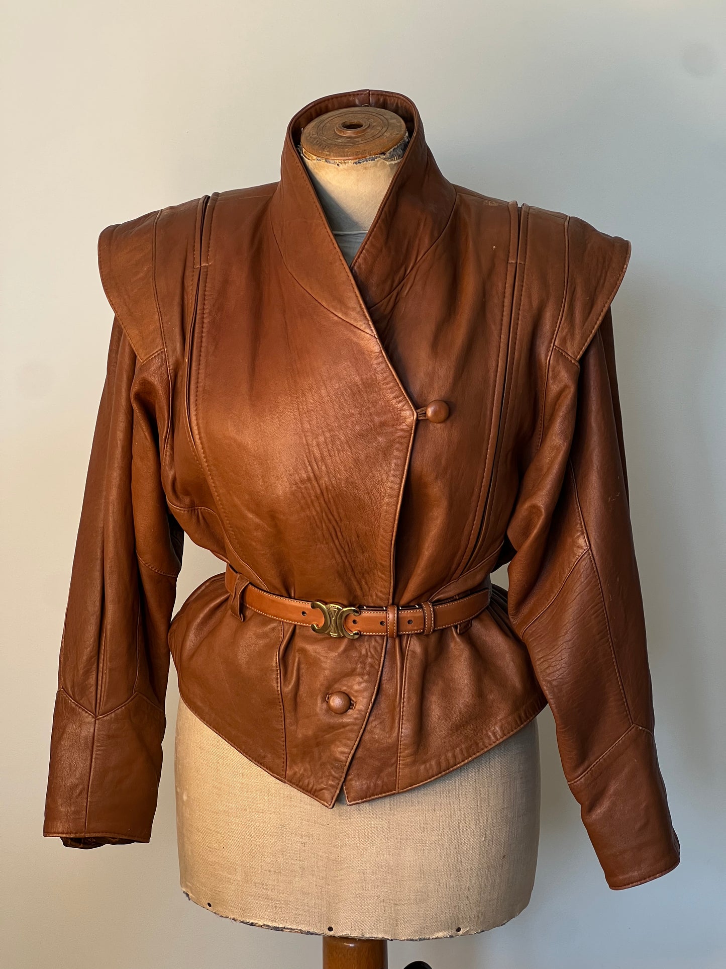 80's Shouldered Leather Jacket