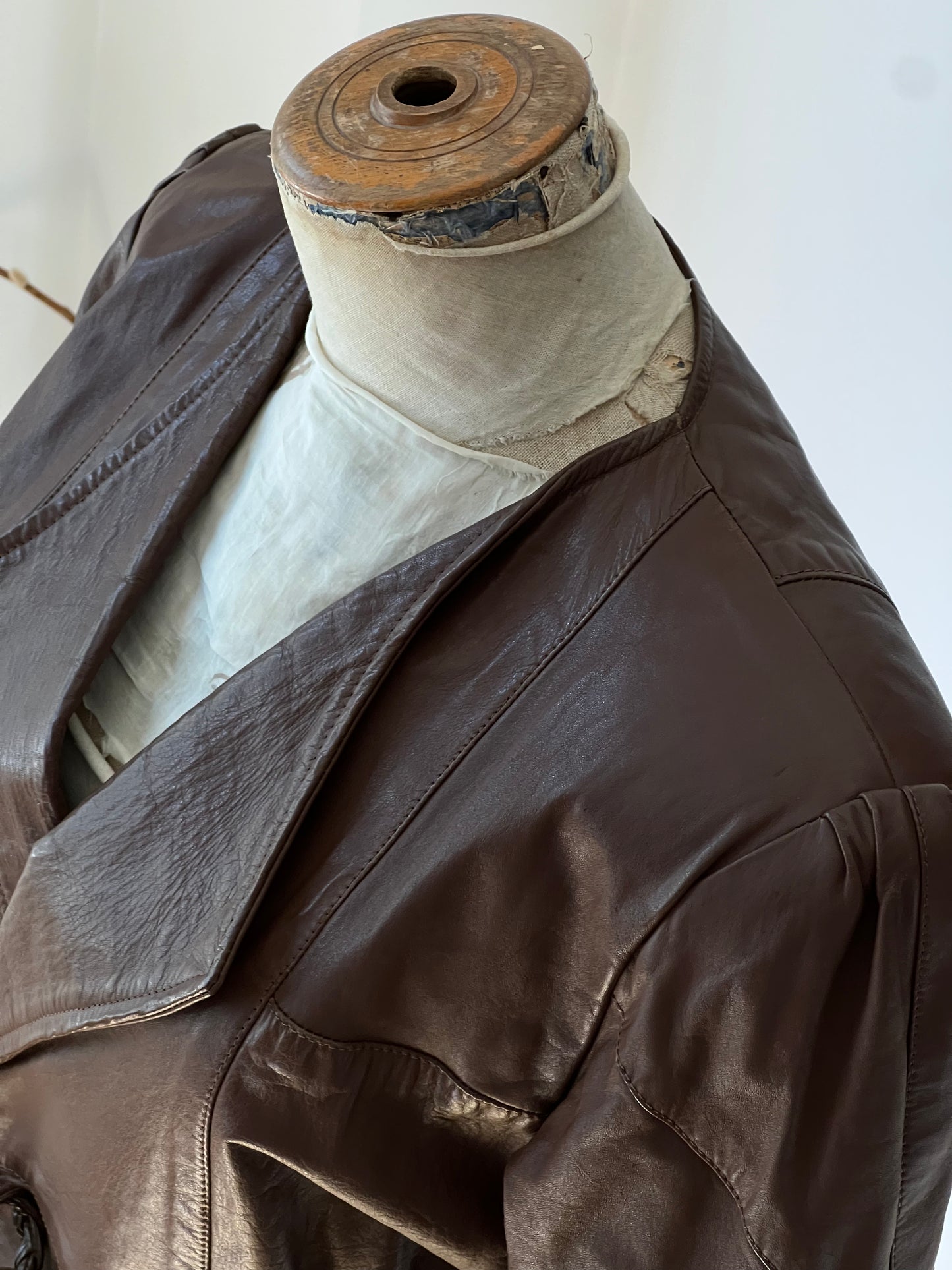 Leather Blazer Wide Shoulders
