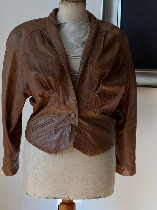 80's Light Brown Leather Jacket