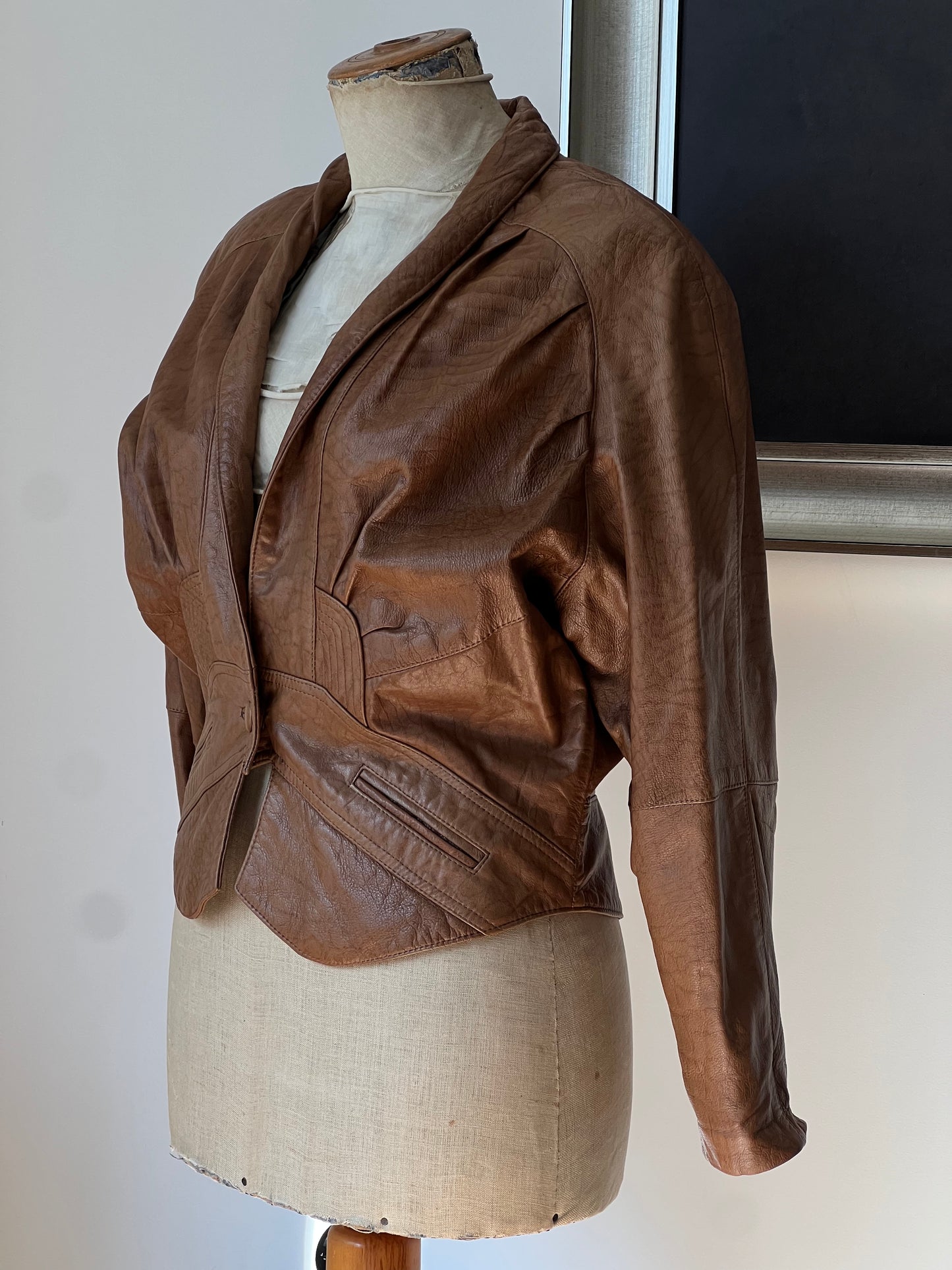 80's Light Brown Leather Jacket