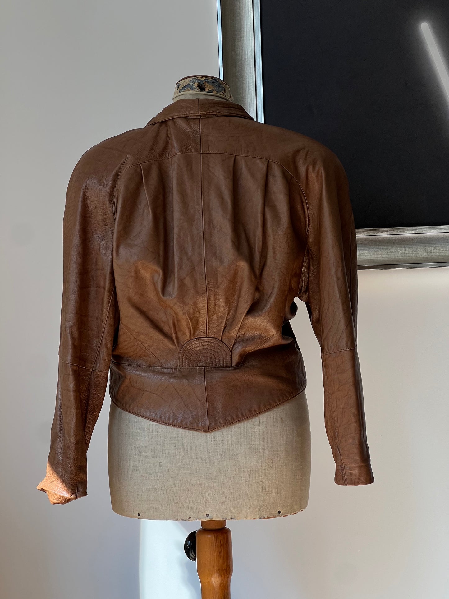 80's Light Brown Leather Jacket