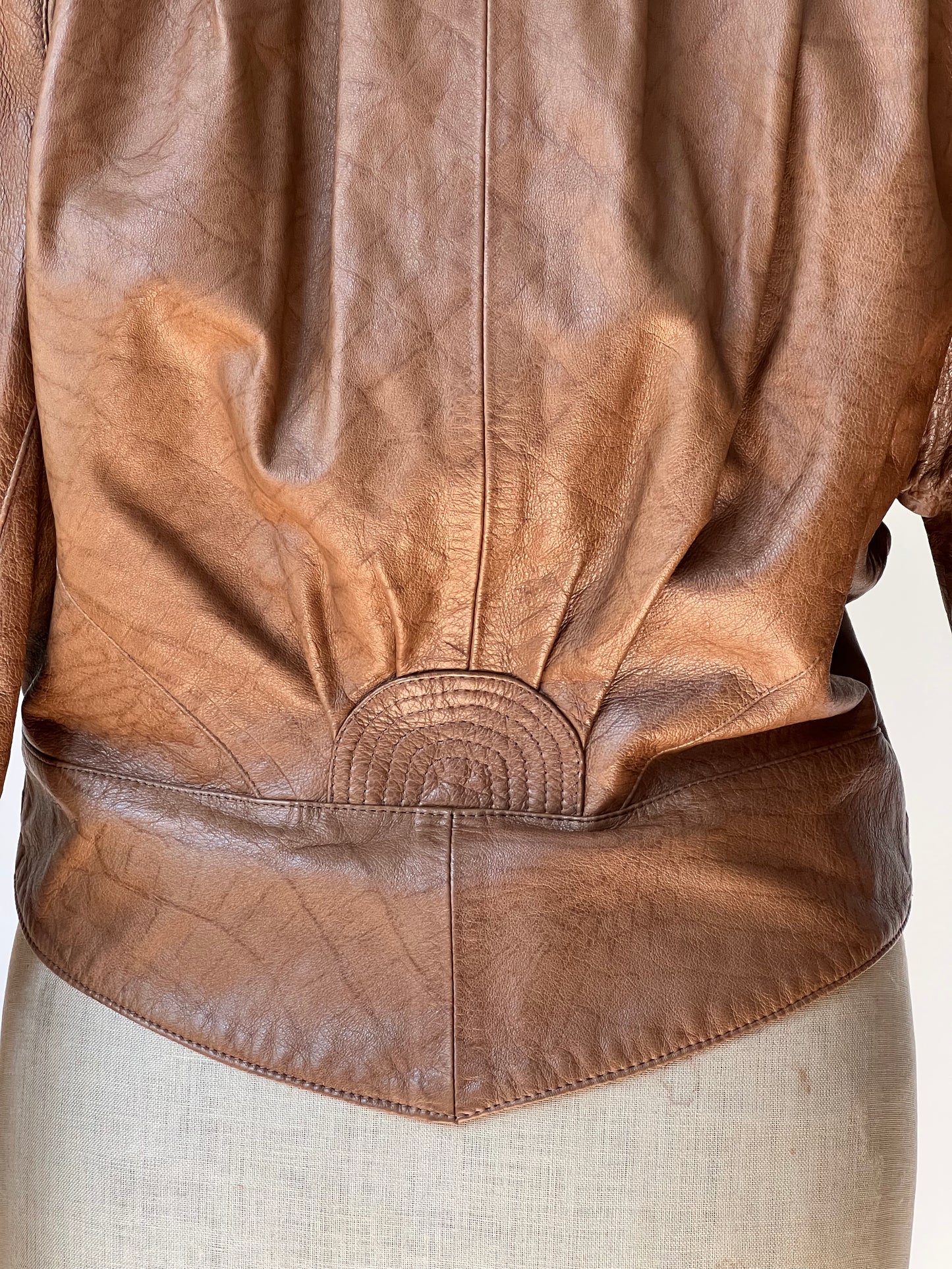 80's Light Brown Leather Jacket