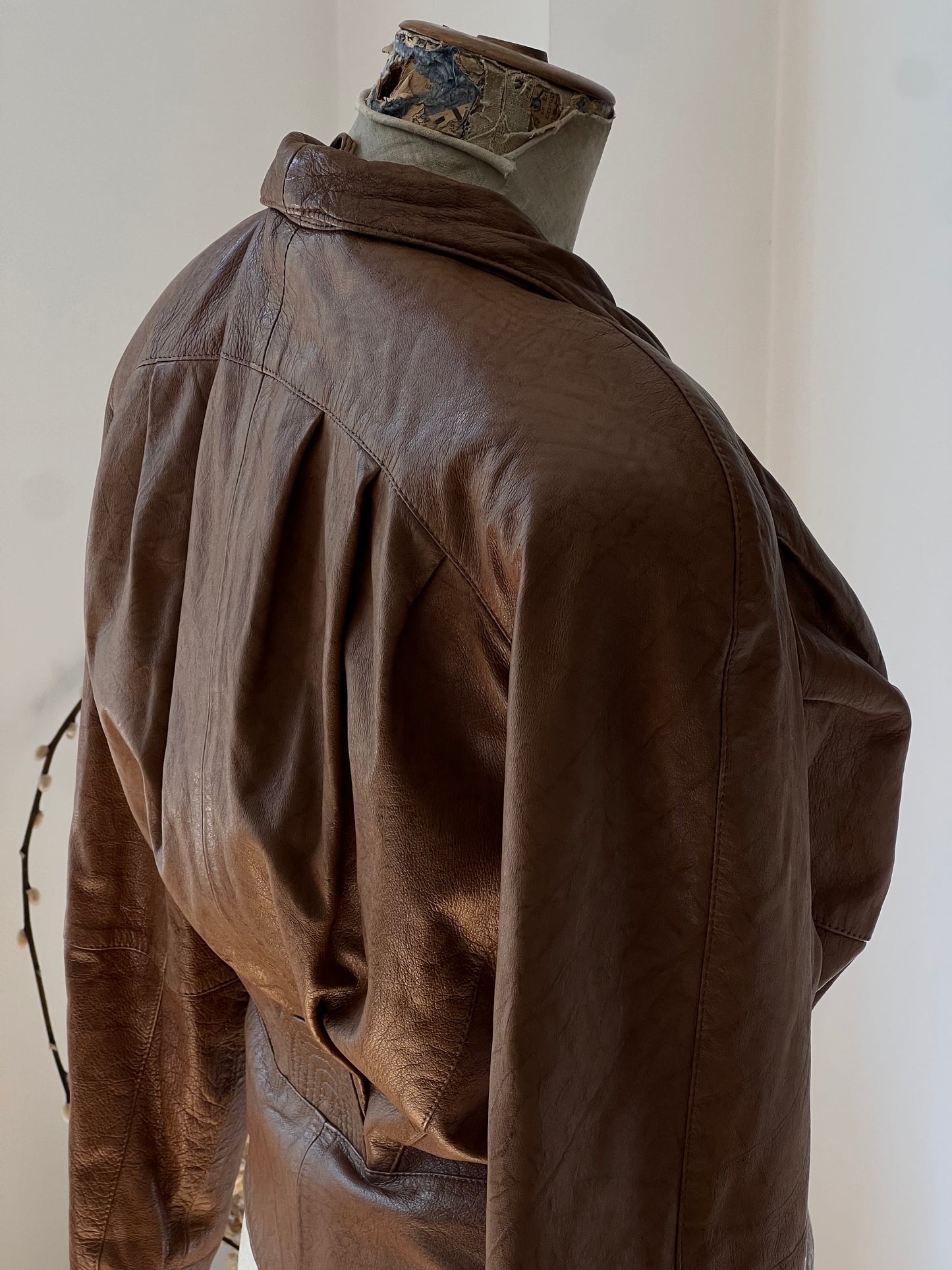 80's Light Brown Leather Jacket