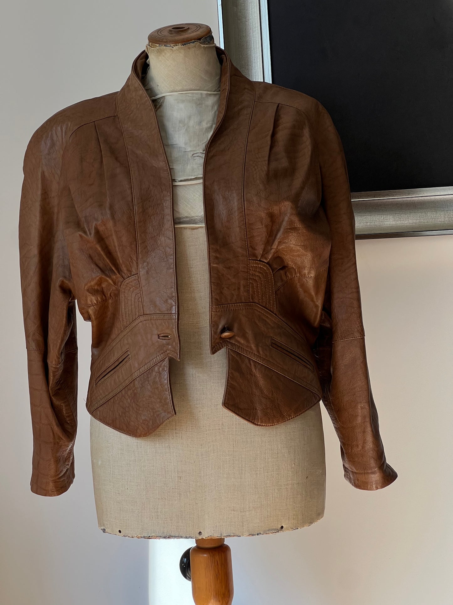 80's Light Brown Leather Jacket