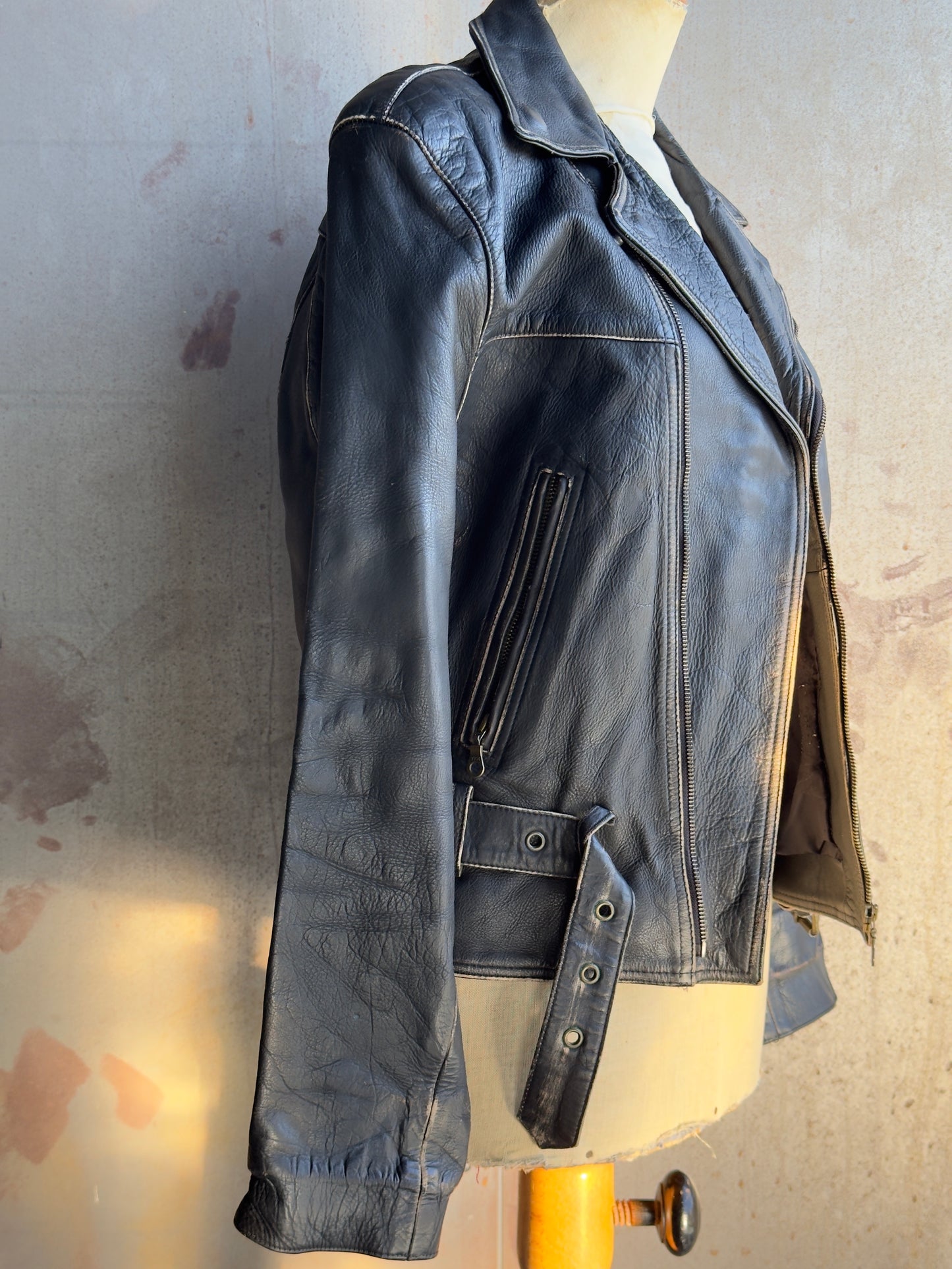 Washed Dark Brown Leather Jacket