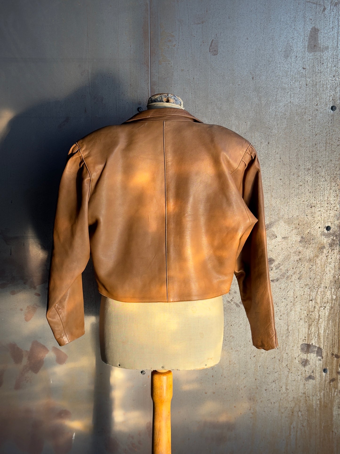 Cropped Leather Blazer Jacket