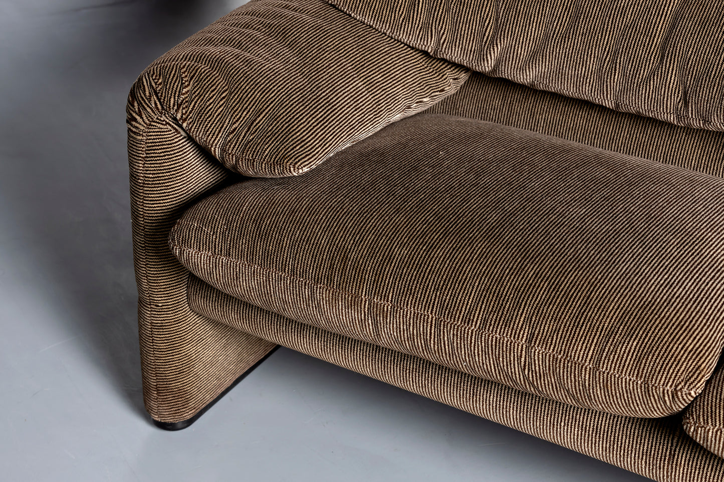 Close up 2 seater brown sofa