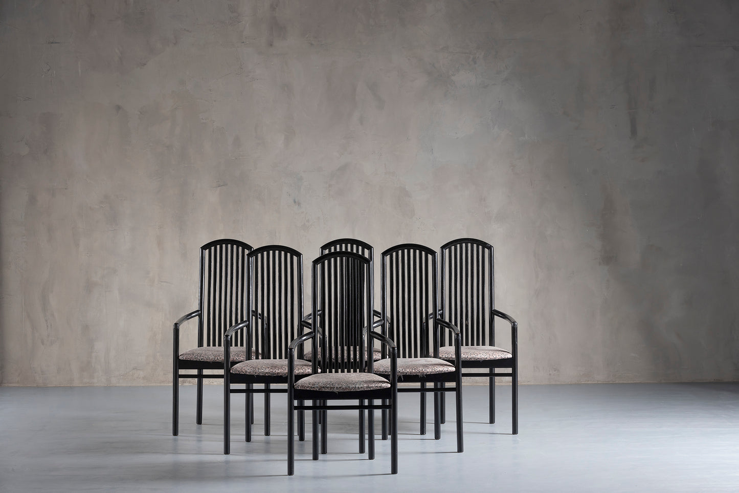 6 black wood dining chairs