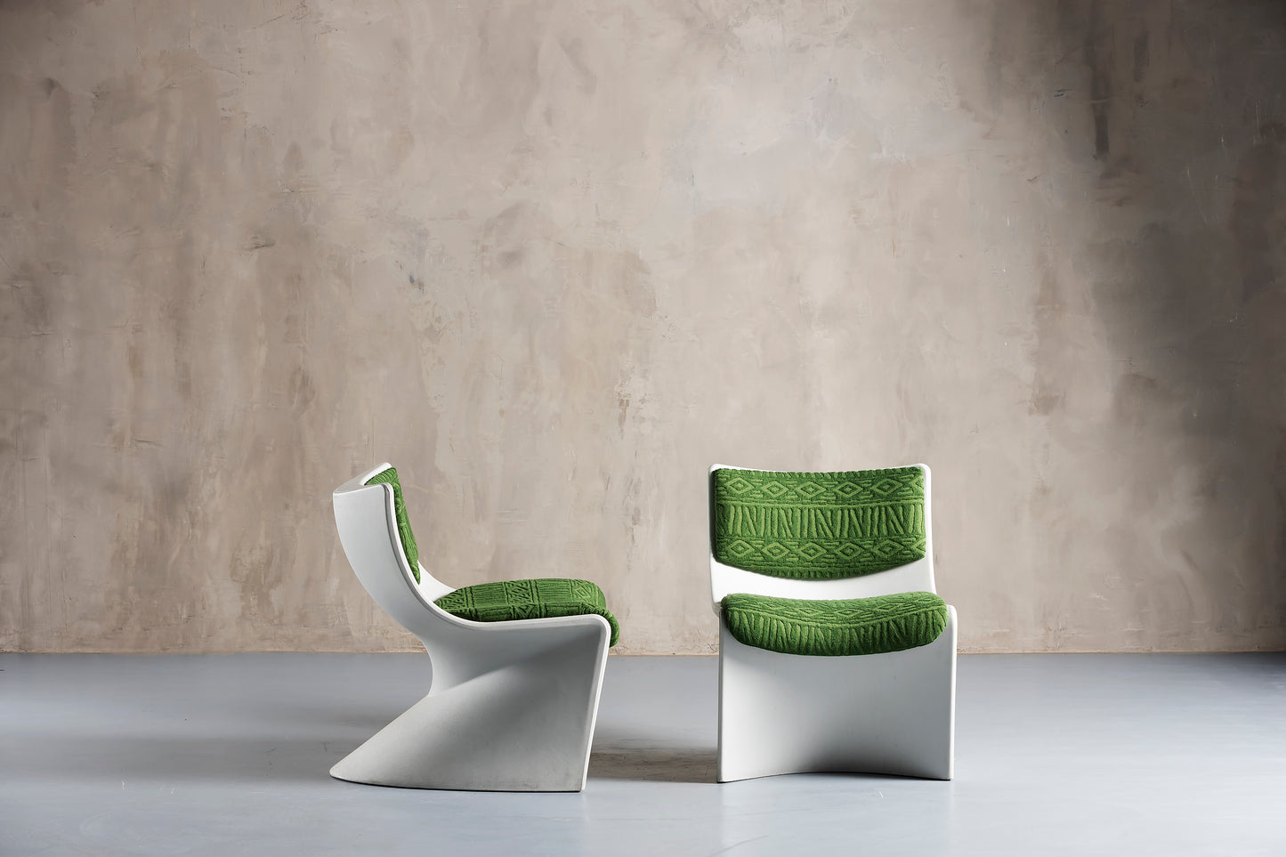 white and green space design chair