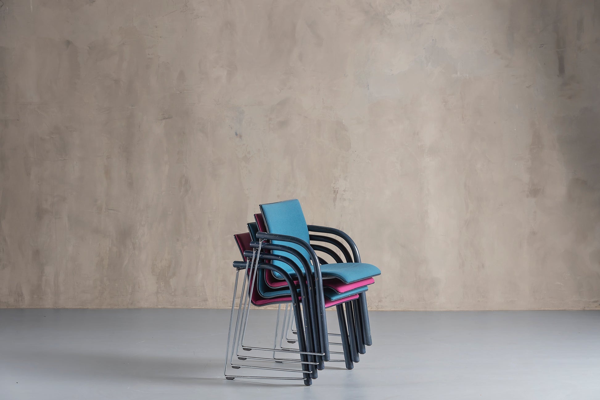 retro colourful chairs, stacked