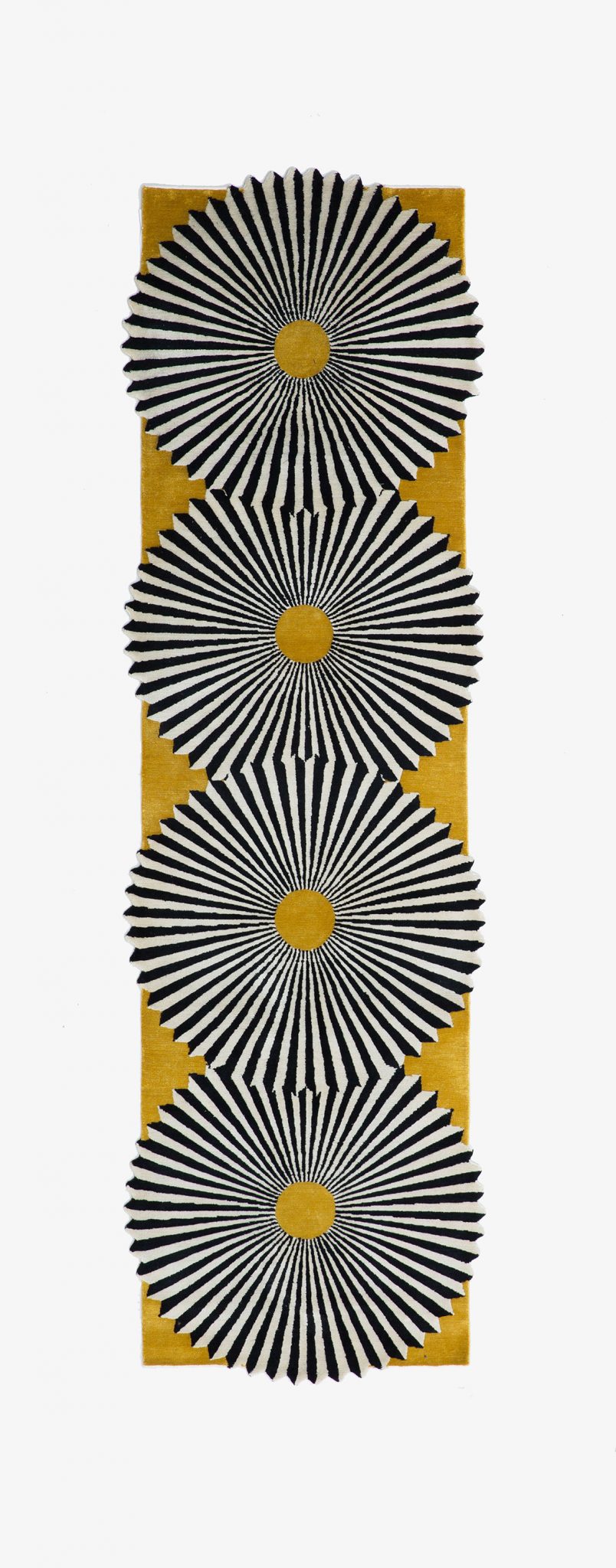 Beautiful white, black and yellow rug  pattern