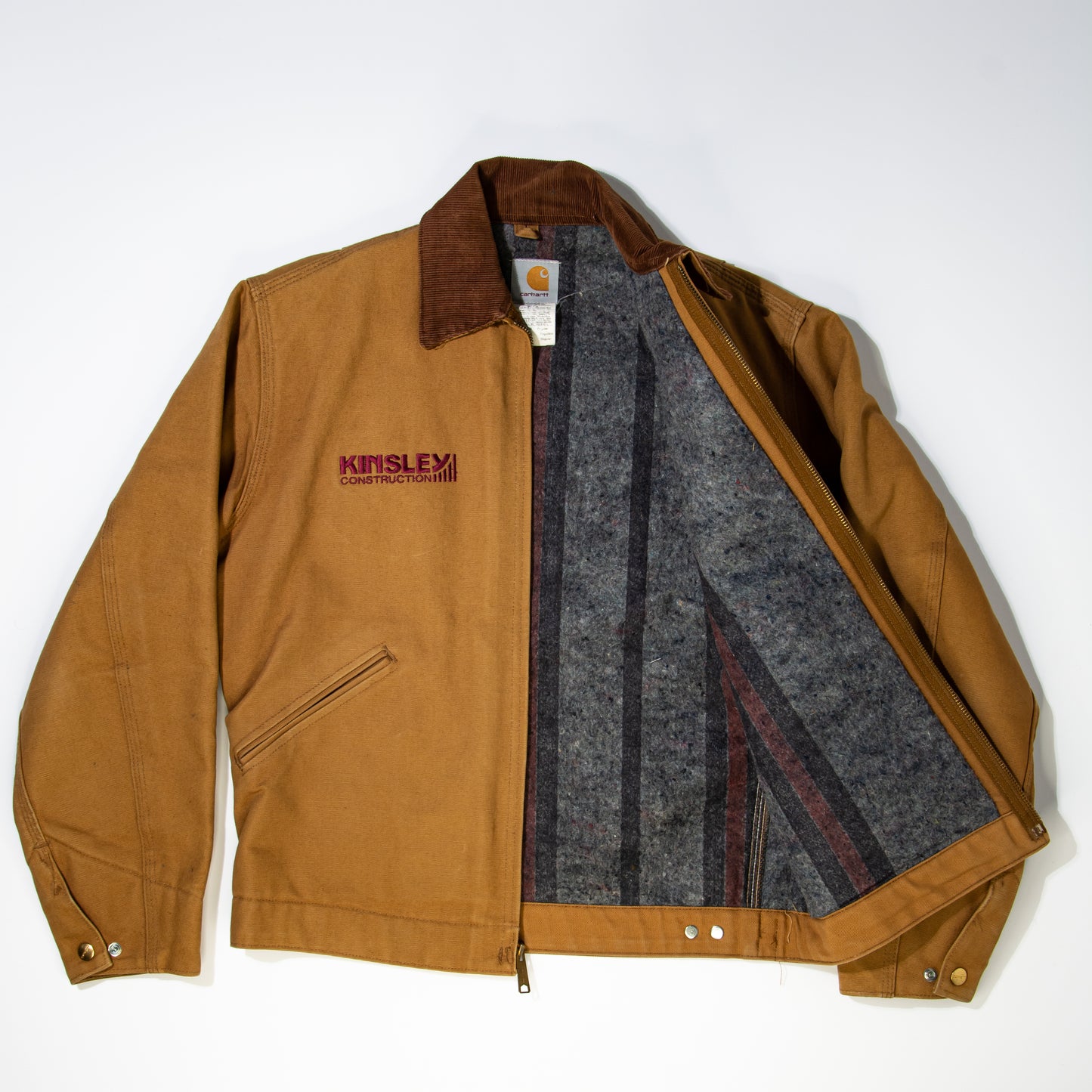 opened brown canvas jacket