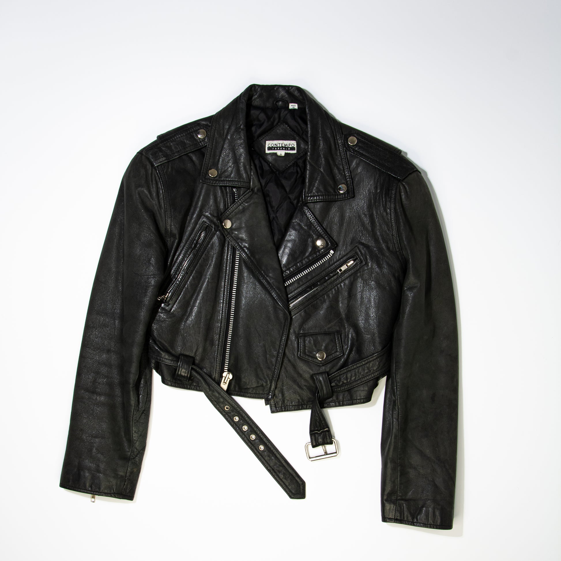 women’s biker black leather jacket