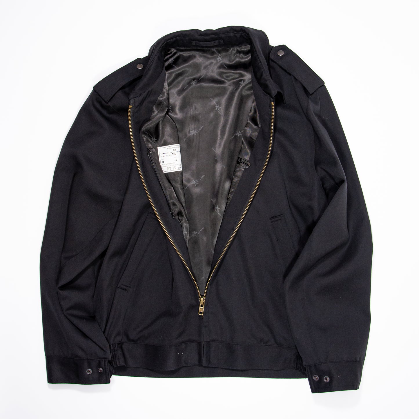 opened black army wool jacket