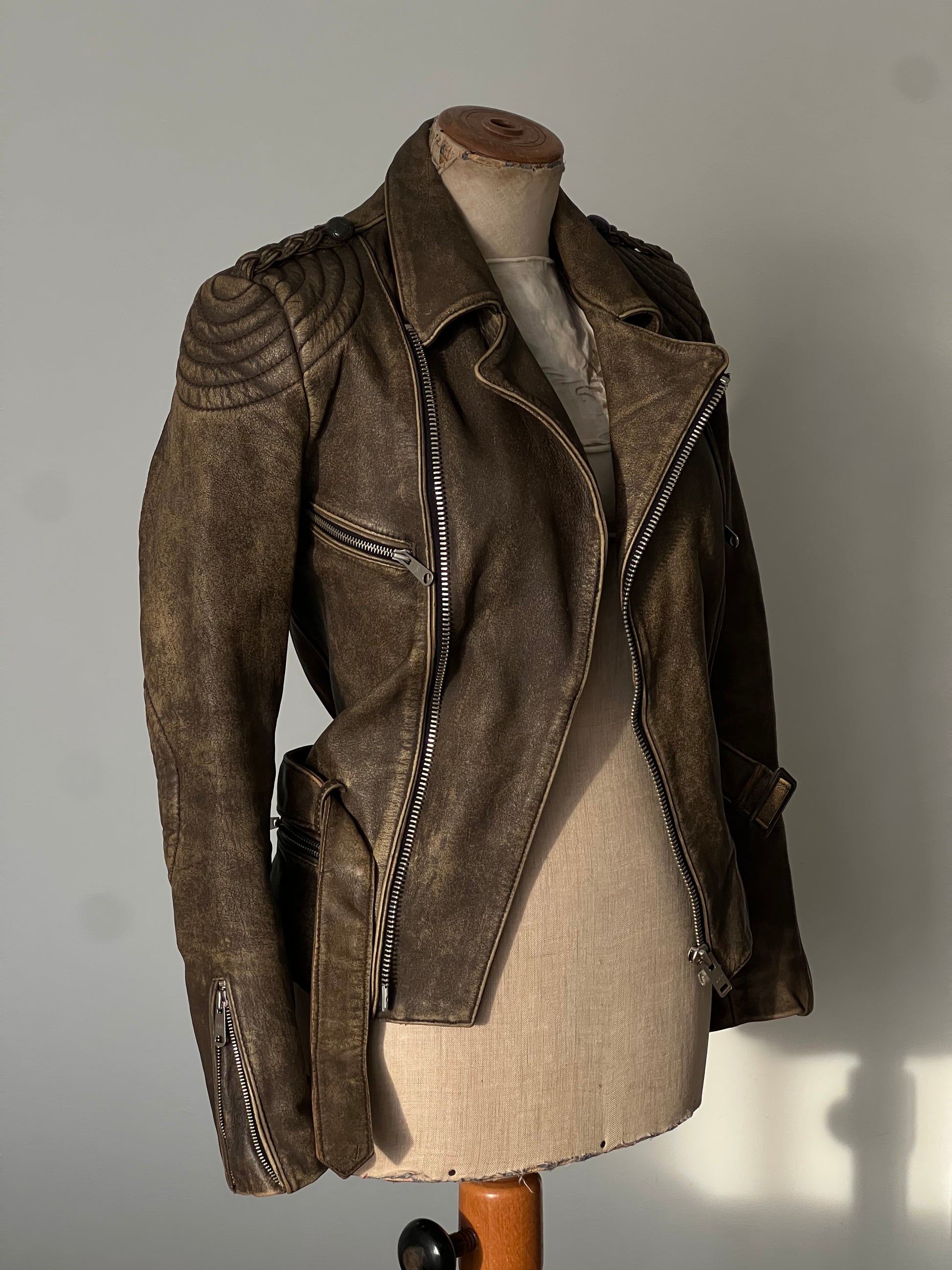 beautiful brown woman’s leather jacket front