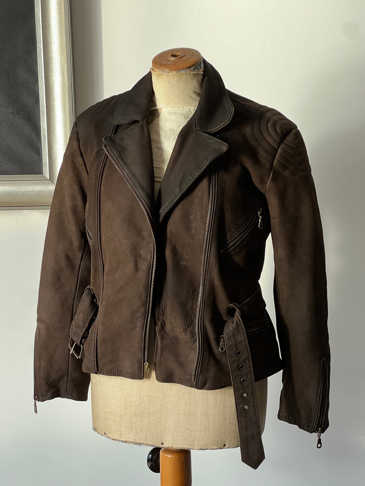 brown suede leather women’s jacket