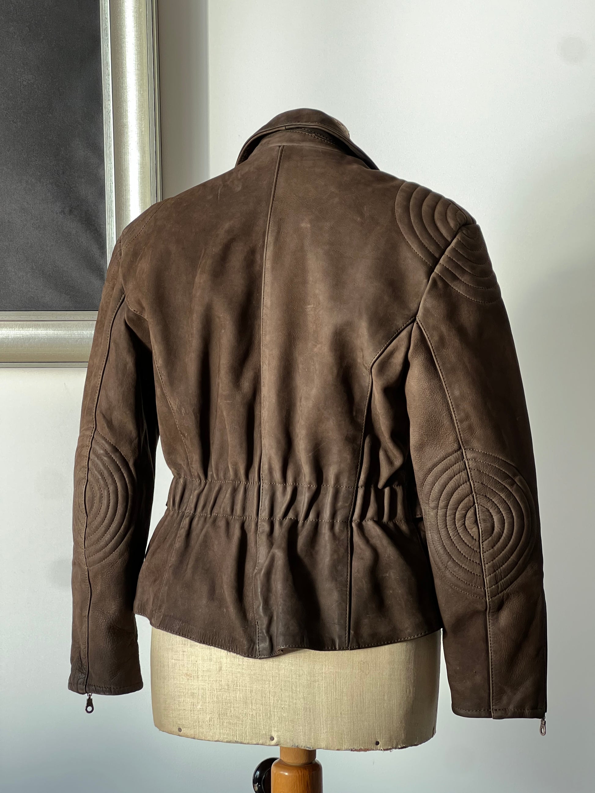brown suede leather women’s jacket waist