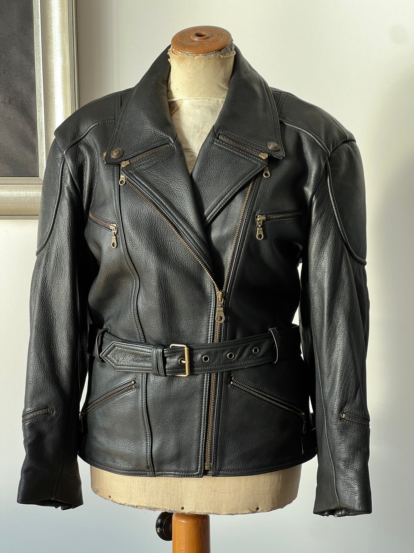 black woman’s leather jacket