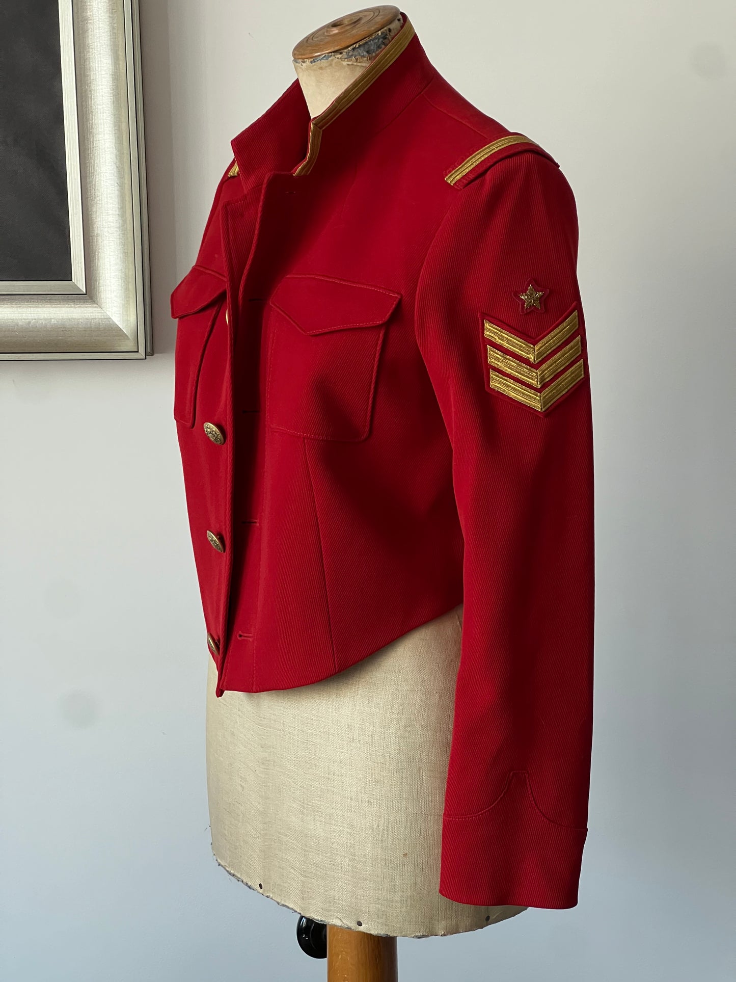 side of a red vintage women’s jacket