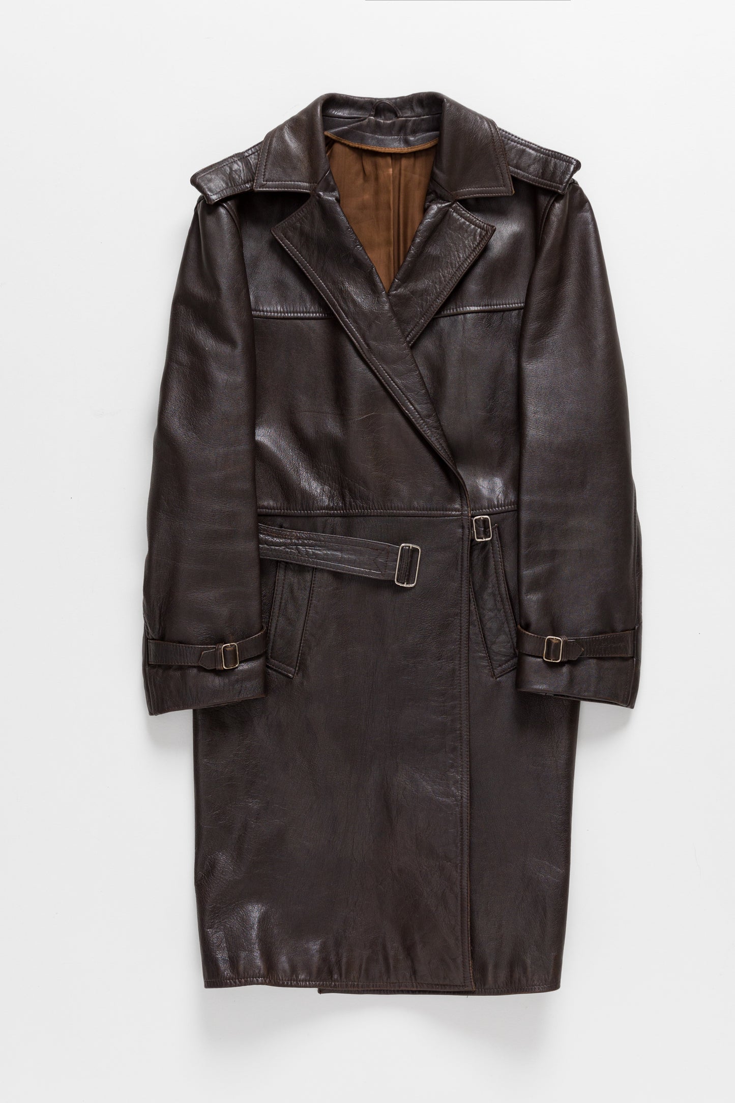 black leather trench coat